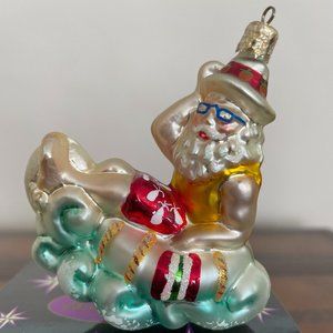 Vintage Santa riding the Wave Ornament By Christopher Radko